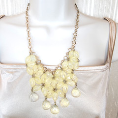 Vintage Coldwater Creek Frosted Lemon Flower Bib Necklace Y2K Boho Cottagecore