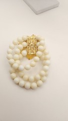 Vintage 1960s Yellow Lucite Flower Stretch Bracelet Multi Strand Chunky Boho