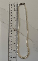 Vintage Mikimoto Pearl Necklace Silver Clasp 16″ Made in Japan