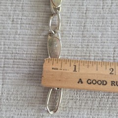 Vintage Women’s Abalone Shell Chain Link Bracelet Silver Tone 7″