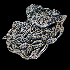 Vintage 1990s Sterling Silver Koala Brooch / Pin by Hand & Hammer, Australia