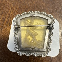 Vintage Carved Resin Fairy Angel Musician Brooch Pin
