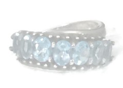 Vintage Blue CZ Ring Band Eternity Sterling Silver Women Cocktail Size 5.50