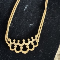 VINTAGE CHRISTIAN DIOR DOUBLE CHAIN CRYSTAL NECKLACE ADJ 16-18”
