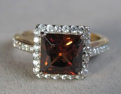 Pre-owned Sterling Silver 18KT Gold Plate Mocha CZ Ring 3.1g Size 10 BGE #B183