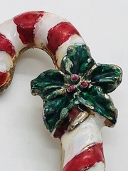 AAI vintage enamel Christmas Candy Cane brooch