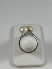 Vintage Bock-Lewis B-L 14k White Gold And Pearl Diamond Ring