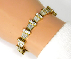 Sterling Silver 925 Vermeil Fancy CZ Tennis Bracelet Baguettes & Rounds ~ 7 1/4″