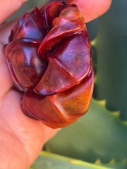 Natural Root Amber Hand Carved Rose Pendant Vintage Estate Jewelry Gift