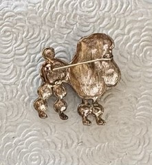 Poodle brooch pin / enamel on metal w/ cystals