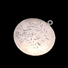 Antique Estate 925 Sterling Etched Engraved 1892 ~ Farrie Charm Pendant, .75″