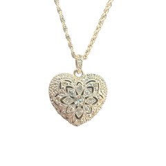 Vintage Sparkling Silver Toned Avon heart pendant with rhinestones