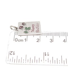 BEAU 925 Sterling Silver Vintage Enamel Happy Birthday Rose Mini Charm Pendant
