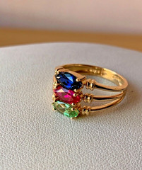 14K GOLD EMERALD GREEN,RUBY RED,SAPPHIRE BLUE CZ CUBIC ZIRCONIA WIDE BAND RING