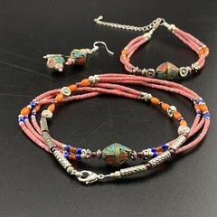 Combination Of Beautiful Colours To Make Set Of Necklace Earrings Bracelet