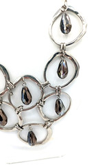 Vintage Statement Necklace Smoky Gray Czech Glass Drops Silver Tone
