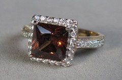 Pre-owned Sterling Silver 18KT Gold Plate Mocha CZ Ring 3.1g Size 10 BGE #B183