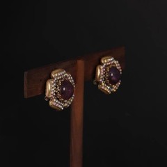 Amethyst Purple Crystal Necklace Set Vintage Floral Estate Jewelry Gold