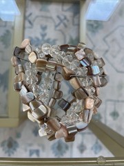 Gorgeous Vintage Mother Of Pearl Faceted Crystal 5 Strand Bracelet