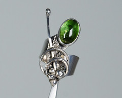 925 Silver Vintage Designer Ring 5.50 ct Natural Green Tourmaline Handcrafted