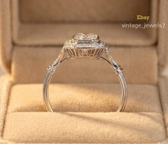 Asscher Cut 2CT Lab Created Diamond Halo Vintage Engagement Ring 14K Gold Finish