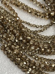 Fairchild & Baldwin NY Gold Glass Bead Necklace Leather Closure 16-22”