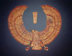 Antique 1920s Egyptian Revival Plique-a-Jour Enamel Brooch-Goddess Nekhbet