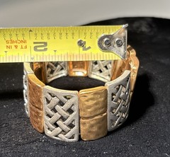 Mixed Metal Stretch Bracelet Copper And Silver Tone