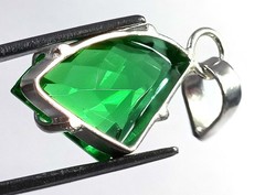 21 CT Natural Green Emerald Pendant Fancy Shape 925 Silver EGL Certified 6AHN