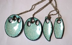 Vintage Unique Enamel Hand Painted Russia Finift Jewelry Necklace 4 Variation#74