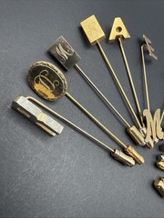Lot Of Gold Tone Stick Pins -Initials Monogram R N M A E K L P D B44