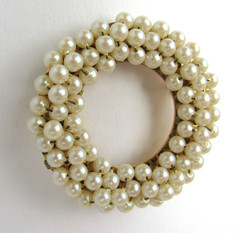 Hobe Faux Pearl Circle Brooch Wreath Gold Tone Vintage Signed Approx 1.5 Inches