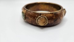 Vintage Brass and Bone with gemstones Bangle bracelet