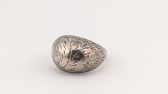 Vintage Sterling Silver Dome Ring Engraved Floral Signet Style Bohemian Size 6.5