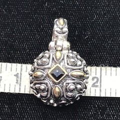 Vintage Renaissance Revival 2-Tone Black Onyx Cubic Zirconia Pendant
