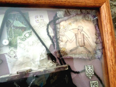 Art Deco, Nouveau, Lot Collectibles in Shadow Box (14 Items)