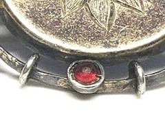 K17 1880-1920 ANTIQUE BROOCH Silver 835 Sapphire & Garnet 27 mm 1.1 Inches WW1