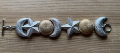 Vtg 1980s Christian Dior Celestial Sun Moon Stars Puffy Bracelet New In Box NM