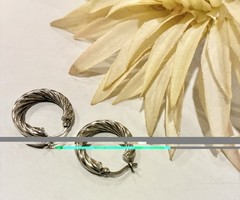 Estate 925 Sterling Silver Hoop Earrings Pierced Twisted 1/2 Inch Vintage