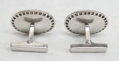 VINTAGE 18K WHITE GOLD & SAPPHIRE MEN’S CUFFLINKS & STICK PIN