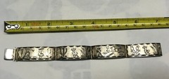 Signed MRM Guad Jal Mex Plata 925 Sterling Silver 7” Bracelet Hinged Panel