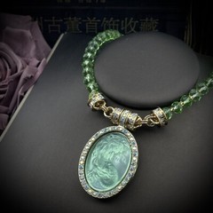 Medieval Retro Vintage Light Luxury Cute Mermaid Series Oval Magnetic Pendant