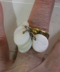 Vintage Xhilaration Goldtone Ring With MOP Dangling Discs ~ Size 8 ~ NOS