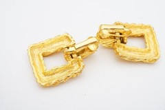 Vintage Clip On Earrings Gold Tone Doorknocker Textured