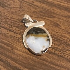 RIS Mexico Vintage 925 Sterling Silver Large Oval Blue Multi Color Stone Pendant