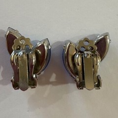 1960s Vintage Blue Rhinestone Clip On Earrings Cocktail Party Jewelry