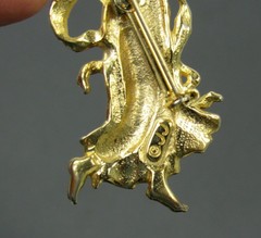 JJ Angel Fairy Holding Star AB Cabochon Wings Brooch Pin Vintage 1970-80s