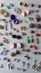 Lot 63 Pair Vintage Clip Screw Back Earrings Mixed Materials Tones Some Wear