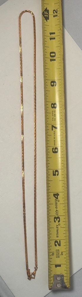 VINTAGE CROWN TRIFARI GOLD-TONE GEOMETRIC LINK 24 INCH CHAIN NECKLACE