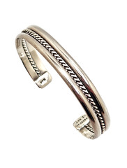 Vintage Sterling Silver Rope Cable Design 10.0 mm Cuff Bracelet, 6.75″, 20.7g